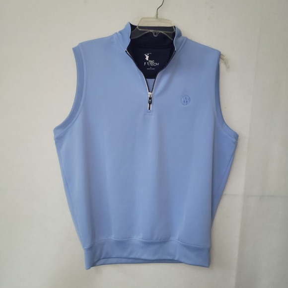 F&G Tech Golf Vest Mens L Blue 1/4 Zip Performance Pullover W Left Chest Logo - Picture 1 of 11